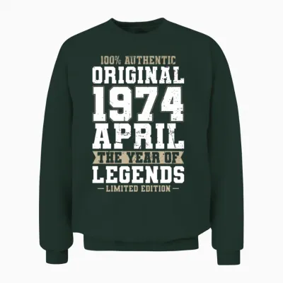 50th Birthday Vintage April 1974 Original 1974 Unisex Sweatshirt - Forest
