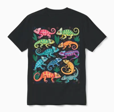 Buntes Chamäleon Unisex T-Shirt - Black