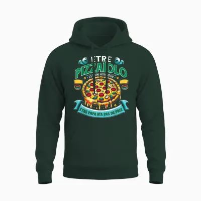 Italian Pizza Maker Pizzeria T-Shirt, Black, S Unisex Hoodie - Forest