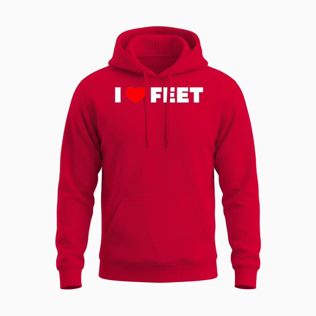I Love Feet Unisex Hoodie in Red