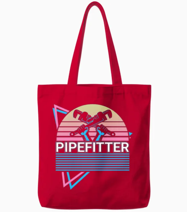 Pipefitter Pipe Fitter Retro Tote Bags - Red