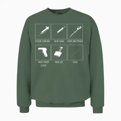Pipette Meme Biochemistry Microbiology Biology Unisex Sweatshirt - Military Green