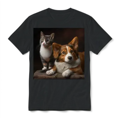 Dog and Cat Unisex T-Shirt - Black