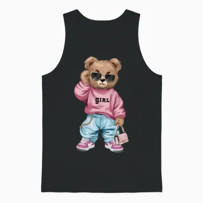 Funny Teddy Bear. Unisex Tank Top - Black