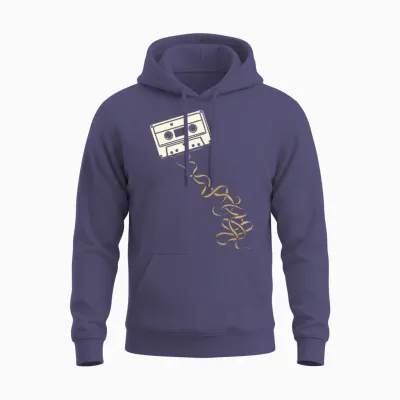 Retro Cassette Ribbon Unisex Hoodie - Heather Sport Dark Navy