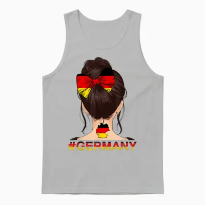 Deutsches Mädchen - Messy Bun Mit Deutschland-Flagge Unisex Tank Top - Ash