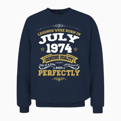 Vintage Aged to Perfection July 1974 Unisex Sweatshirt - Navy