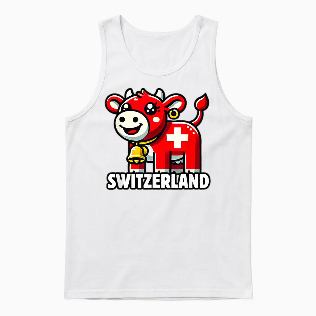 Schweizer Kuh Flagge Schweiz Süße Schweizer Alpen Unisex Tank Top in White