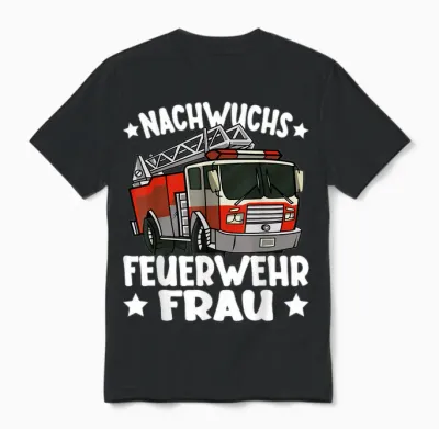 Kinder Mädchen Feuerwehr Nachwuchs Feuerwehrfrau Lustiges Unisex T-Shirt - Black