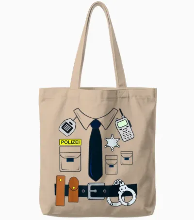 German Police Uniform Policeman Fancy Dress Police Costume T-Shirt, Blue Tote Bags - Natural