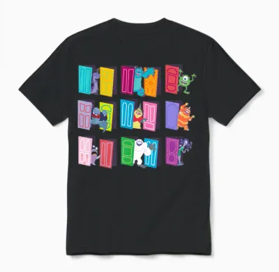 Disney and Pixar’s Monsters, Inc. Doors Unisex T-Shirt - Black