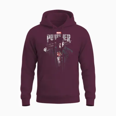Marvel : the Punisher, Frank Castle, Justice T-Shirt, Black, S Unisex Hoodie - Maroon