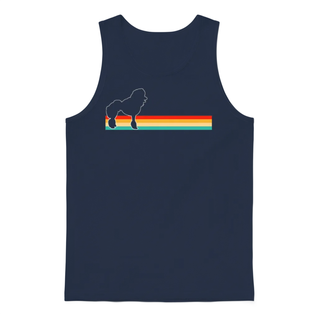 Poodle Retro Unisex Tank Top - Navy