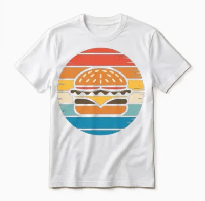 Retro Hamburger Sunset Unisex T-Shirt - White