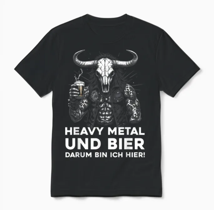 Heavy Metal Beer Outfit Hard Rock Design Rocker Rock Concert Unisex T-Shirt in Black