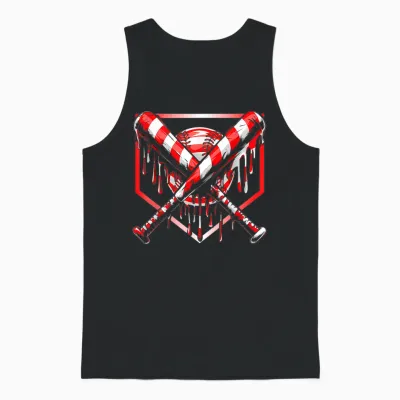 Baseball Candy Cane Christmas Baseball Ice Cream Drip Boys Unisex Tank Top - Black