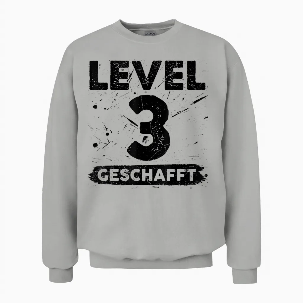 Level 3 Geschafft 3 Hochzeitstag 3 Jahre Unisex Sweatshirt in Ash