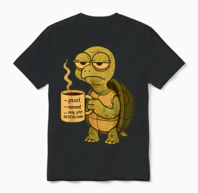 Kaffee Schildkröte Morgenmuffel Koffein Kaffeetasse Lustig Unisex T-Shirt - Black