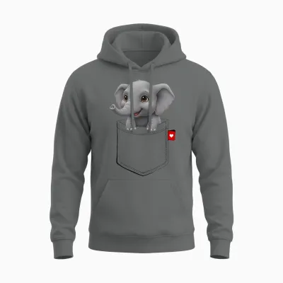 Elefant in Der Tasche Guckt Süßer Tier-Elefant Unisex Hoodie - Graphite Heather