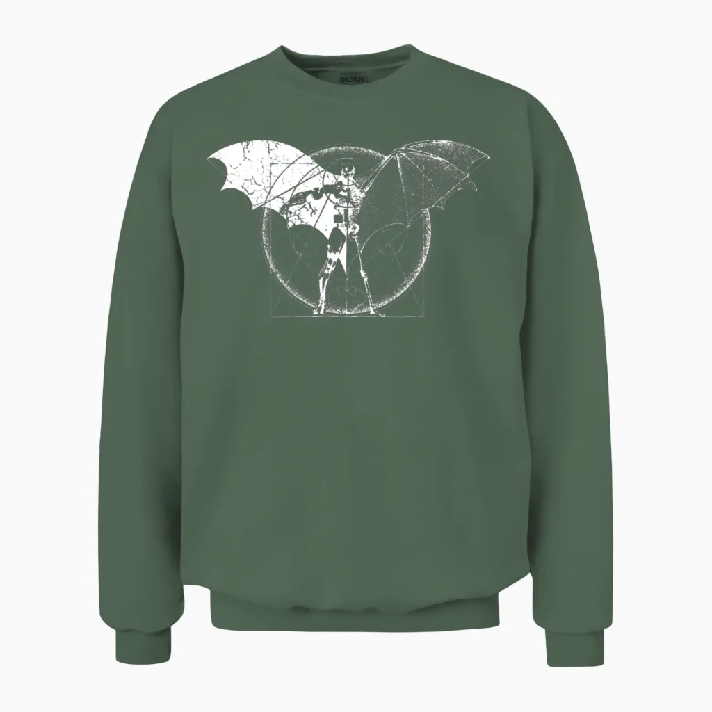 Batman Dark White Wings Unisex Sweatshirt in Military Green
