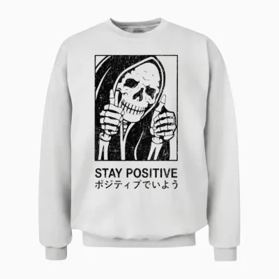Streetwear Retro Vintage Fashion Damen Herren Schädel Skull Unisex Sweatshirt - White