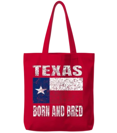 Texas Born and Bred - Vintage Texas State Tote Bags - Red