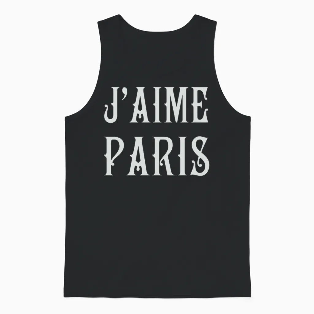 J'aime Paris: Elegant Love Unisex Tank Top in Black