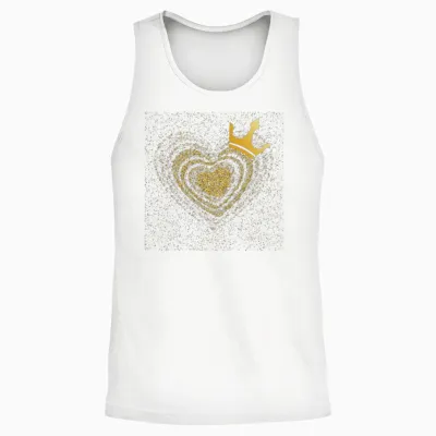 Golden Heart Crowned with a Golden Crown Unisex Tank Top - White