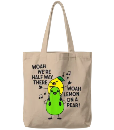 Lemon on a Pear Funny Foodie Lyric Tote Bags - Natural