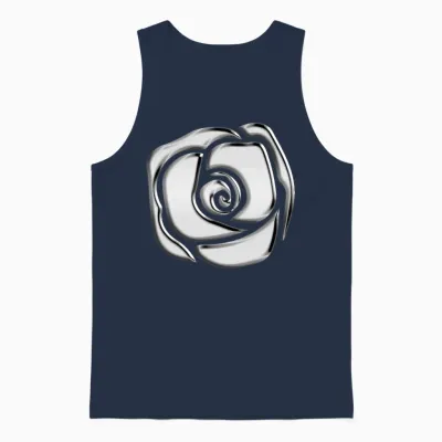 Chrome Rose Abstract Design Unisex Tank Top - Navy