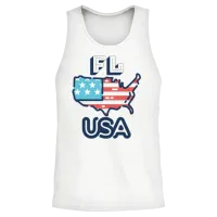 Fl, Usa, Florida Patriotic & 4th of July Unisex Tank Top - White – 2