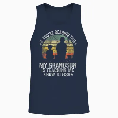Funny Fishing Buddy Grandpa Grandson Gift Idea Unisex Tank Top - Navy