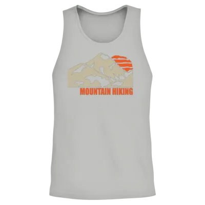 Vintage Mountain Hiking Graphic Illustration With Unisex Tank Top - Ash
