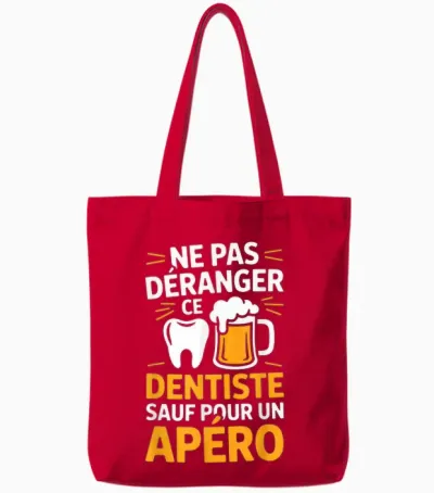 Dentist Aperitif Man Humour Gift Idea Funny Beer Tote Bags - Red