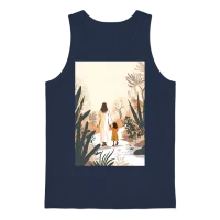Jesus Christ Walking with a Girl, Come Follow Me, Unisex Tank Top - Navy – 1
