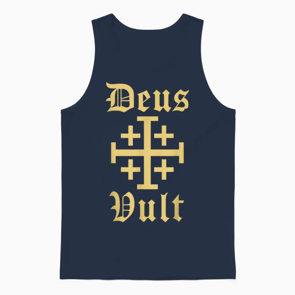 Deus Vult (jerusalem-Kreuz) – Templer – Königreich Jerusalem Unisex Tank Top in Navy