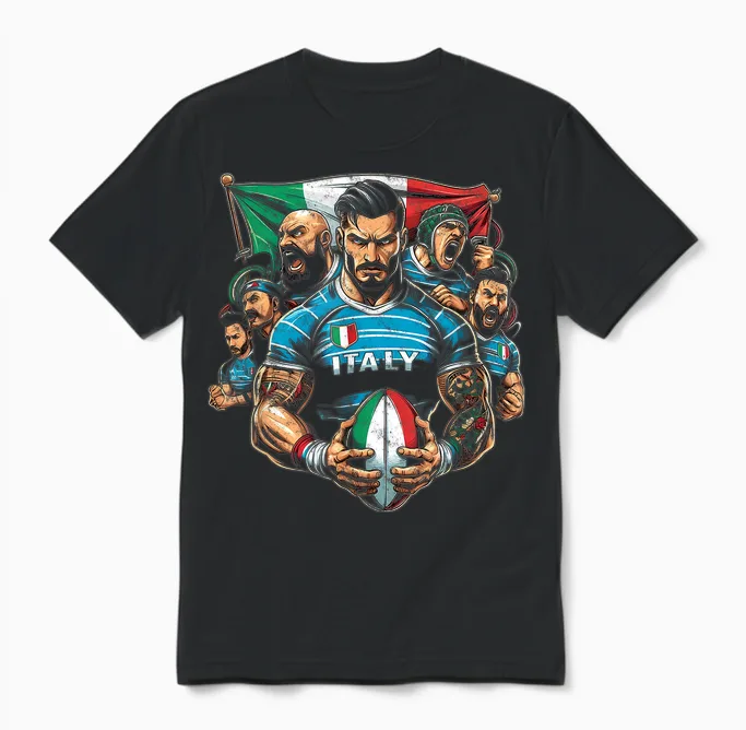 Rugby Sports Azzurri Pride: Vintage Italian Rugby Unisex T-Shirt in Black