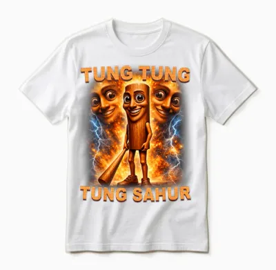 Tung Tung Tung Sahur Is Calling Funny Italian Brainrot Unisex T-Shirt - White
