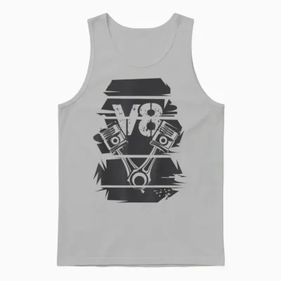 T-Shirt Engine V8 Logo Symbol, Grey, S Unisex Tank Top - Ash