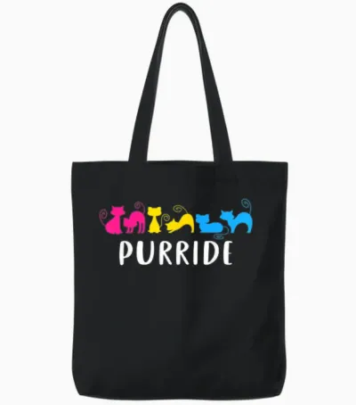 Chats Purride Fierté Pansexuelle Lgbtq Couleurs Drapeau Pan Tote Bags - Black
