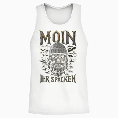 Moin Ihr Spacken North German Low German Skull Moin Unisex Tank Top - White