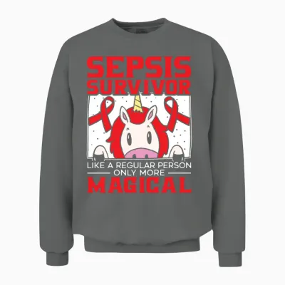 Unicorn Lover Sepsis Warrior Sepsis Awareness Unisex Sweatshirt - Graphite Heather