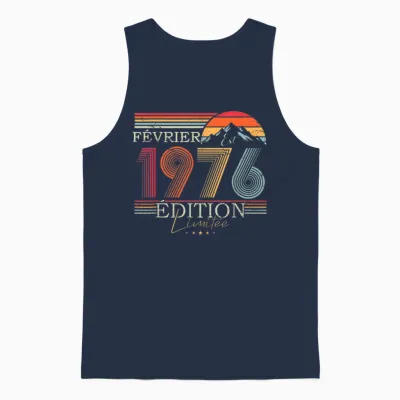 1976 Vintage Février Anniversaire Rétro Homme Femme Cadeau Unisex Tank Top - Navy