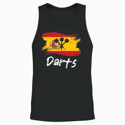 Spain Flag with Darts Design Unisex Tank Top - Black