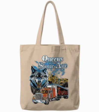 Queens of the Stone Age Wolf Skyline Hard Rock Tote Bags - Natural