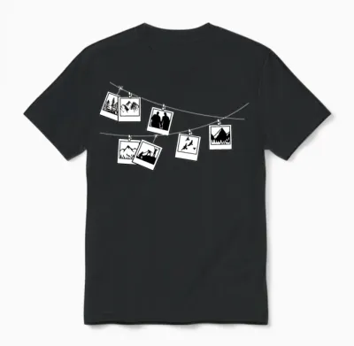 Polaroid Photo Hiking Theme Unisex T-Shirt - Black