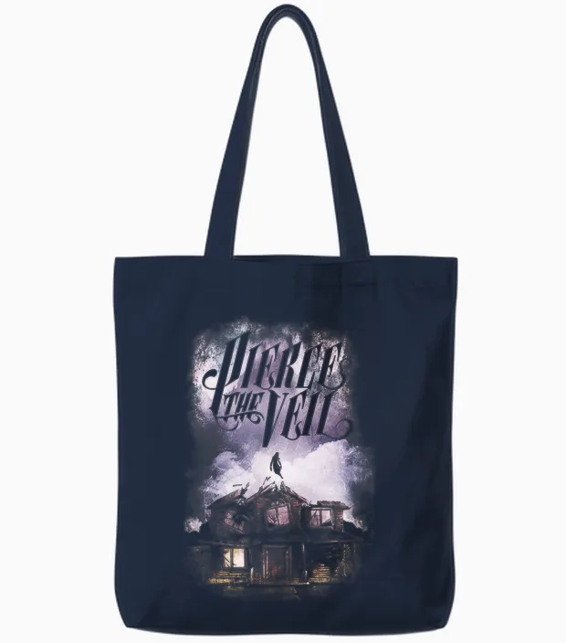 Collide with the Sky Cover Tote Bags in Navy
