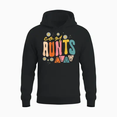 Groovy Retro Hippie 60s 70s Rückendruck Cool Aunts Club Unisex Hoodie - Black