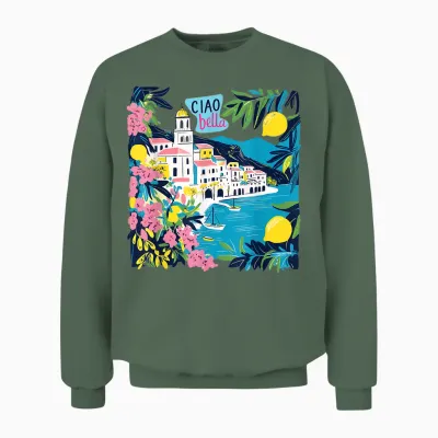 Ciao Bella Italy Amalfi Coast Unisex Sweatshirt - Military Green