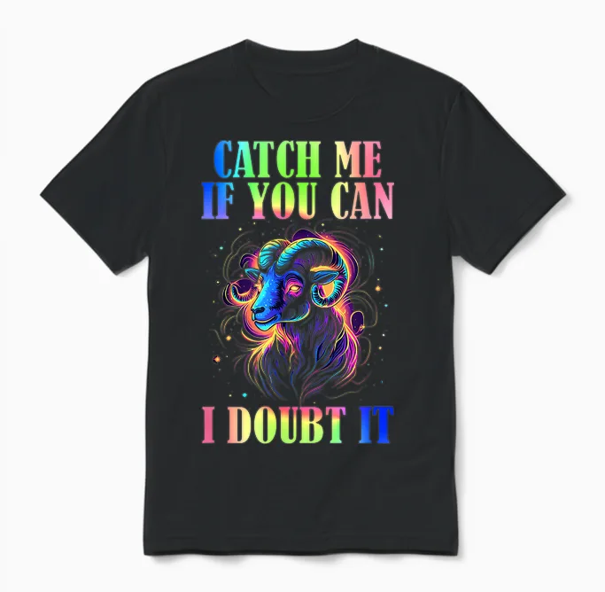 Catch Me if You Can, I Doubt It T-Shirt, Black, S Unisex T-Shirt in Black